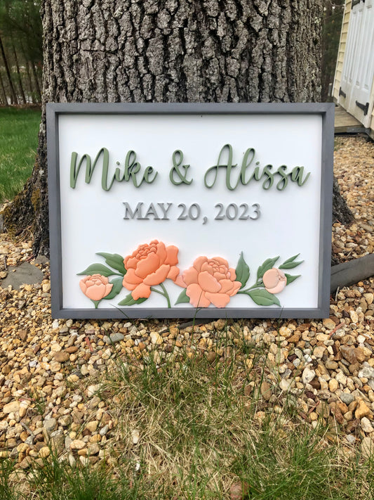 Peony Name Sign